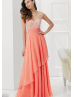 Cap Sleeves Beaded Chiffon Long Mother Of The Bride Dress